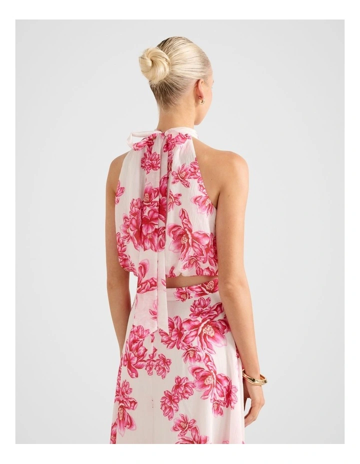Maisie Halter Neck Tie Up Top in Multi image 2