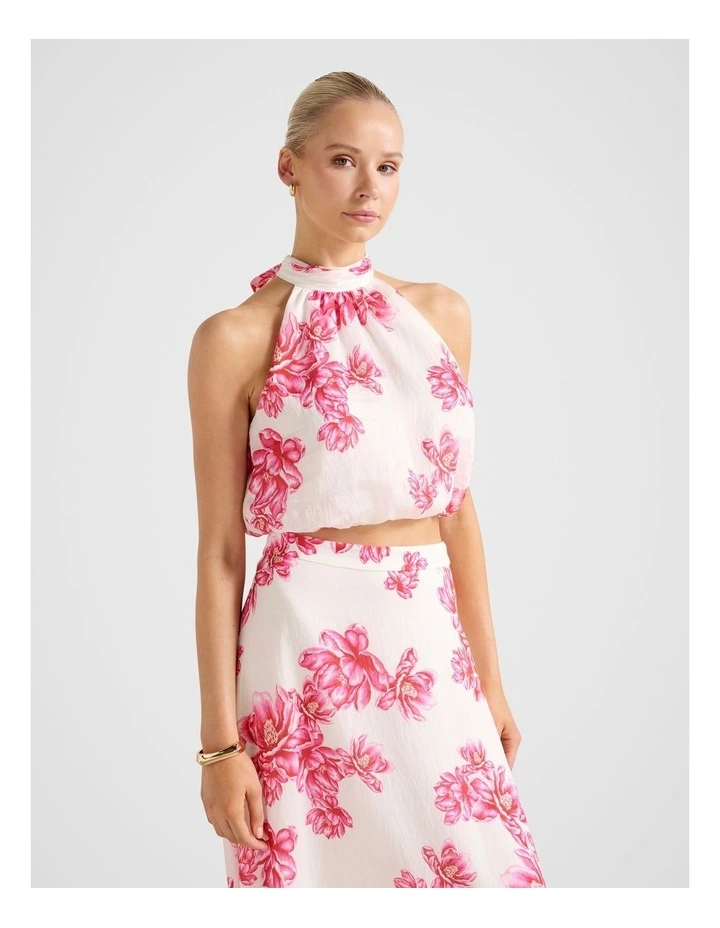 Maisie Halter Neck Tie Up Top in Multi image 3