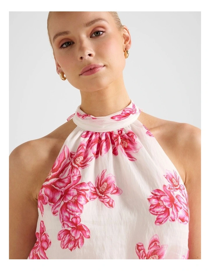 Maisie Halter Neck Tie Up Top in Multi image 4