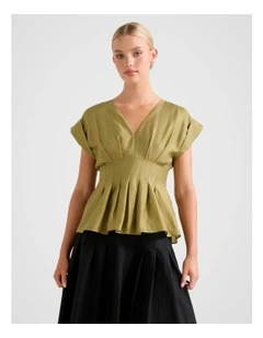 Vanessa V Neck Top in Green