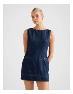 Spencer Denim Mini Dress in Blue
