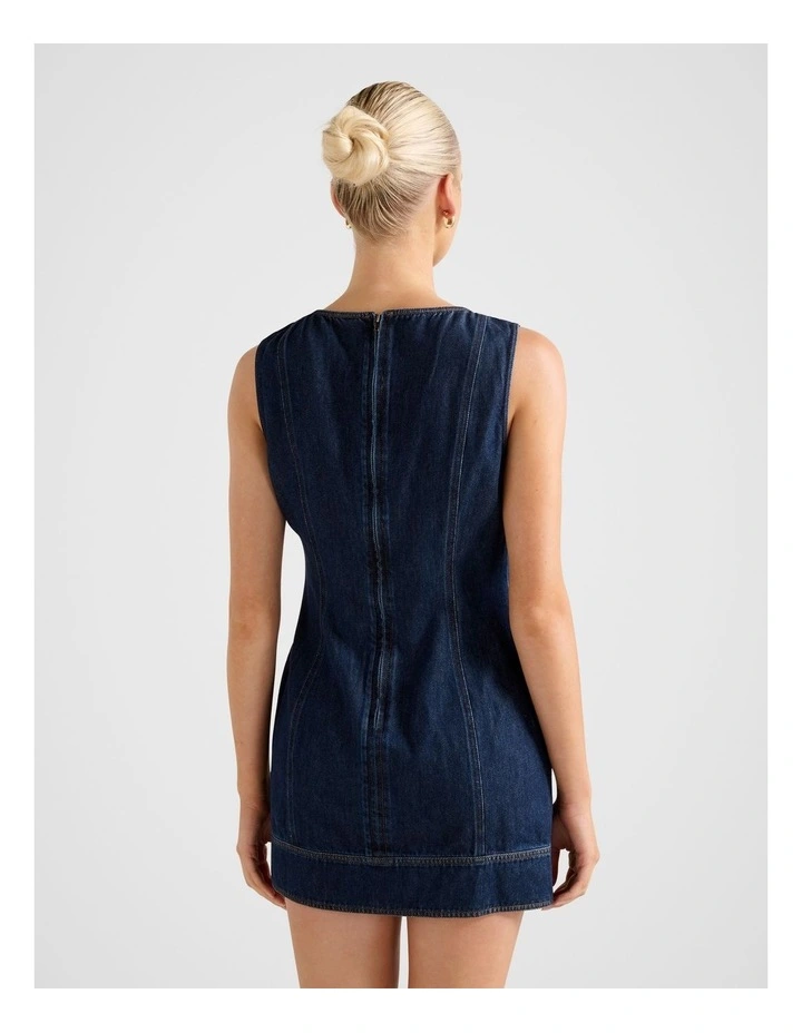 Spencer Denim Mini Dress in Blue image 2