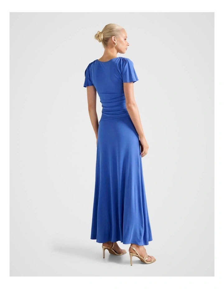 Gemini High Neck Jersey Maxi Dress in Blue image 2
