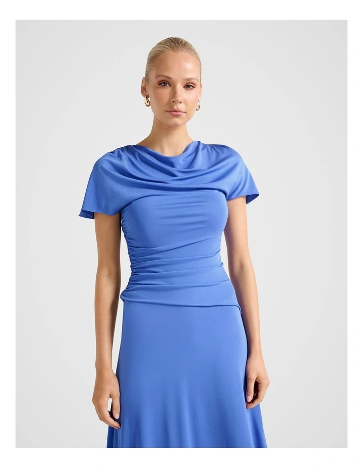 Gemini High Neck Jersey Maxi Dress in Blue image 4
