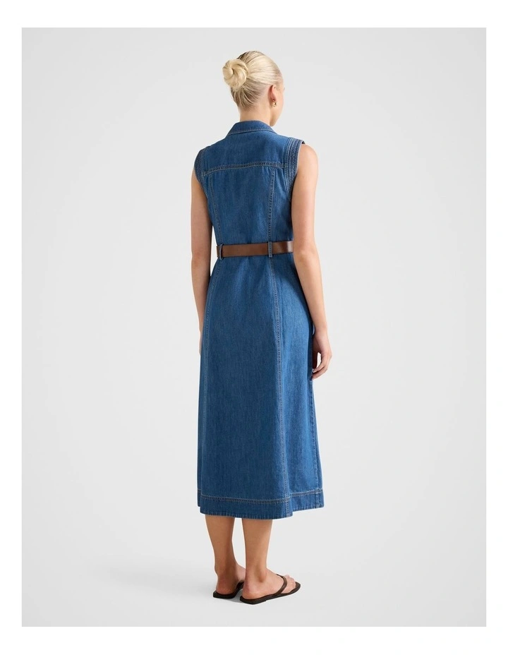 Annalee Sleeveless Shirt Dress in Blue image 2
