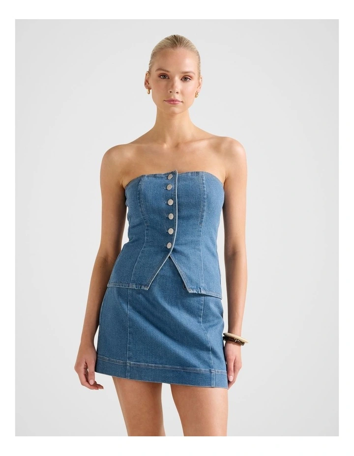 Clarissa Denim Bandeau Top in Blue image 1