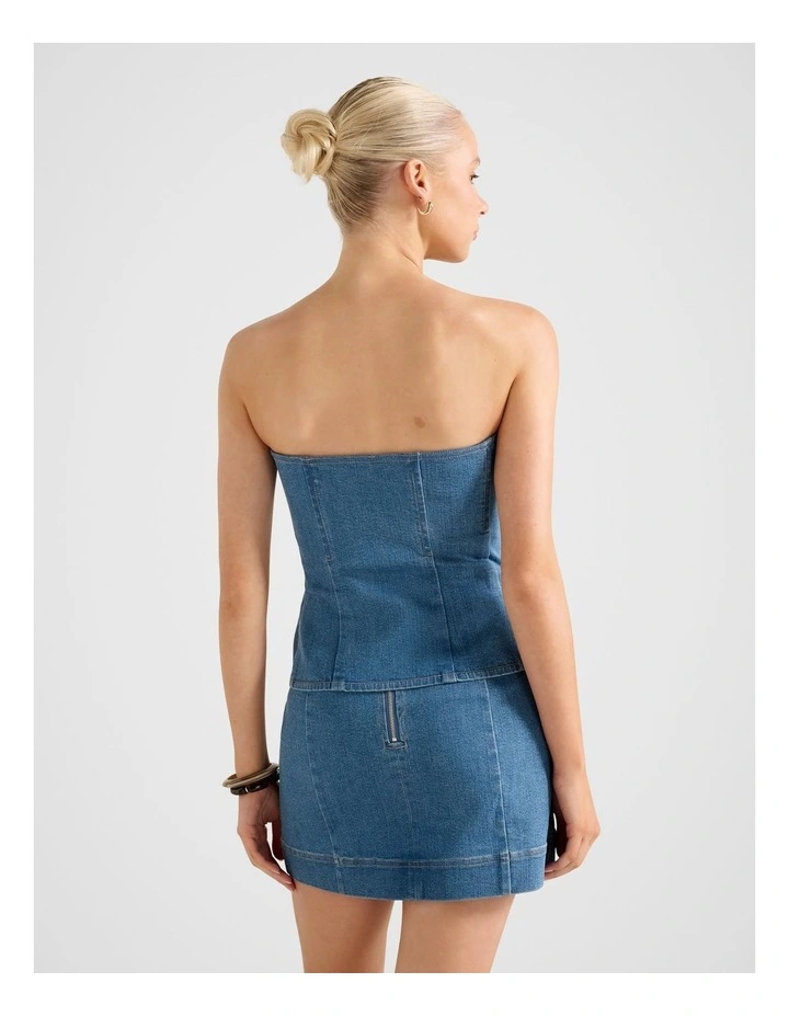 Clarissa Denim Bandeau Top in Blue image 2