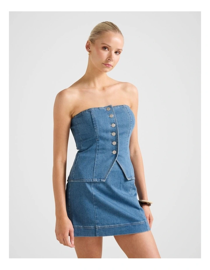 Clarissa Denim Bandeau Top in Blue image 3
