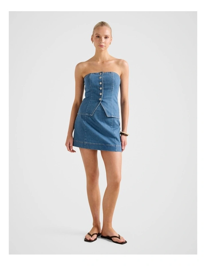 Clarissa Denim Bandeau Top in Blue image 5