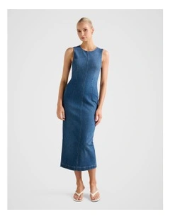 Tara Denim Midi Dress in Blue