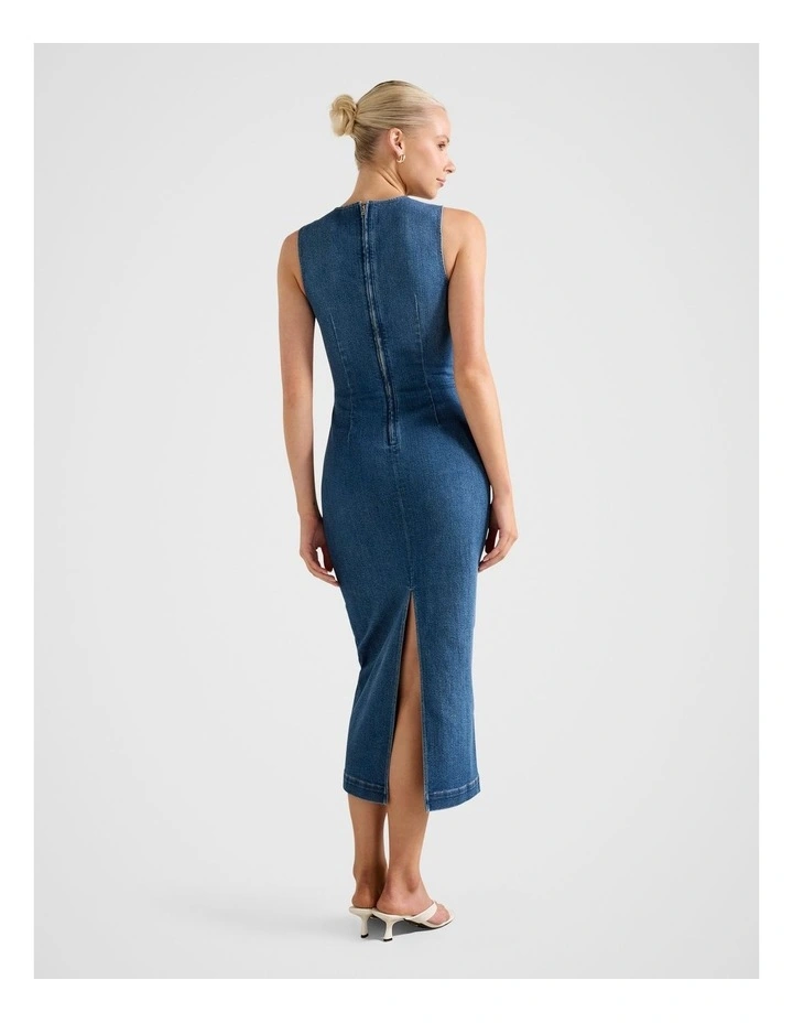 Tara Denim Midi Dress in Blue image 2