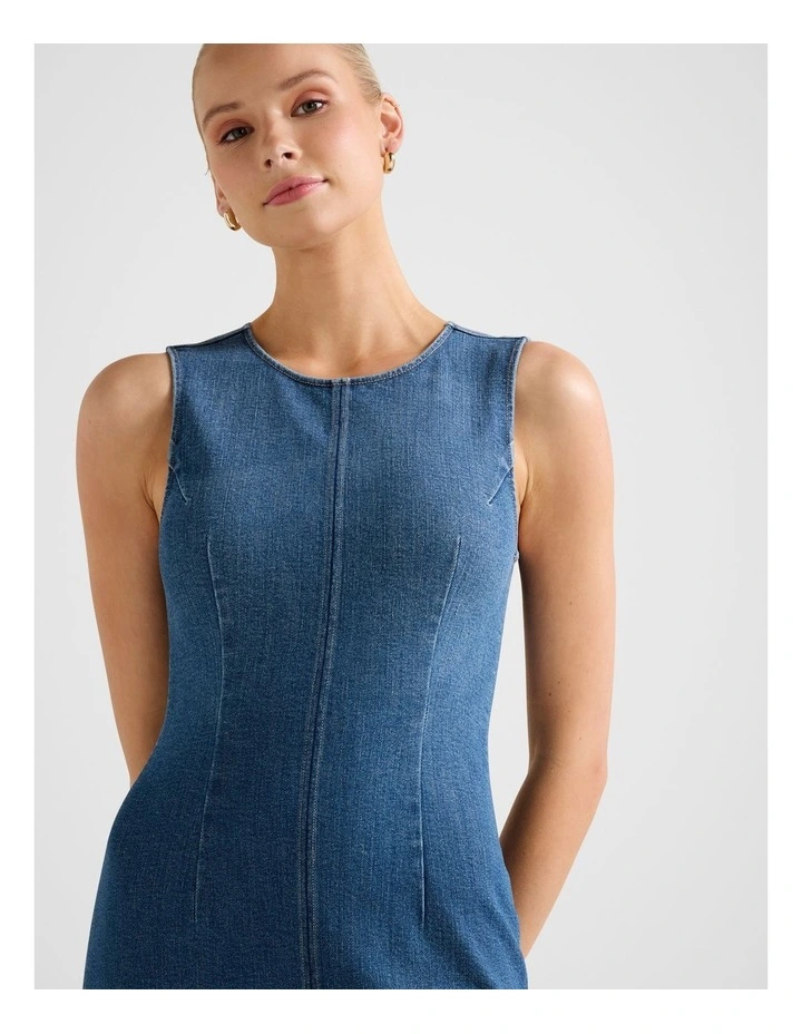 Tara Denim Midi Dress in Blue image 4