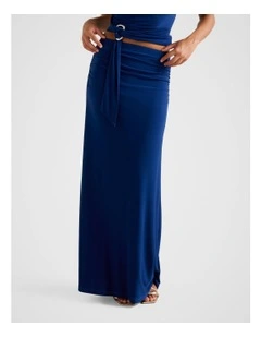 Mimi Flute Maxi Skirt in Blue