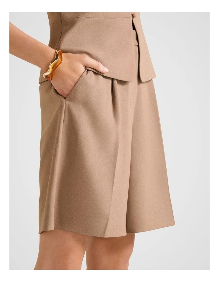 Honey Tailored Bermuda Shorts in Brown image 3