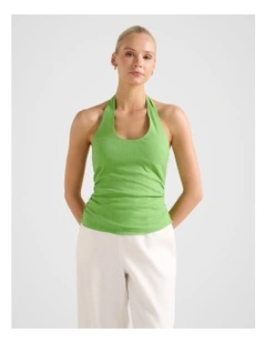 Shelby Halter Neck Top in Green