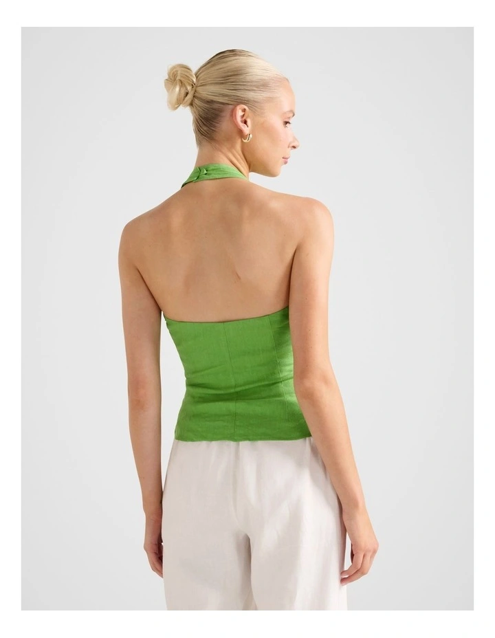 Shelby Halter Neck Top in Green image 2