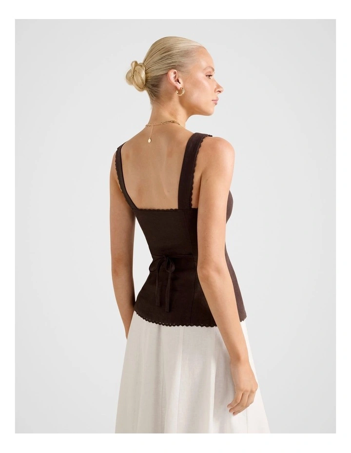 Cinzia Trim Detail Top in Brown image 2