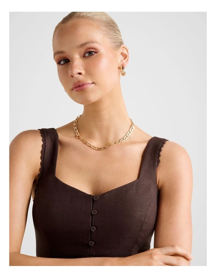 Cinzia Trim Detail Top in Brown image 4