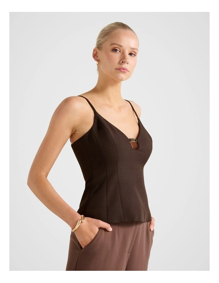 Emery Strappy Top in Chocolate image 3
