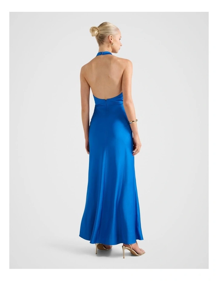 Becca Halter Neck Satin Gown in Blue image 2