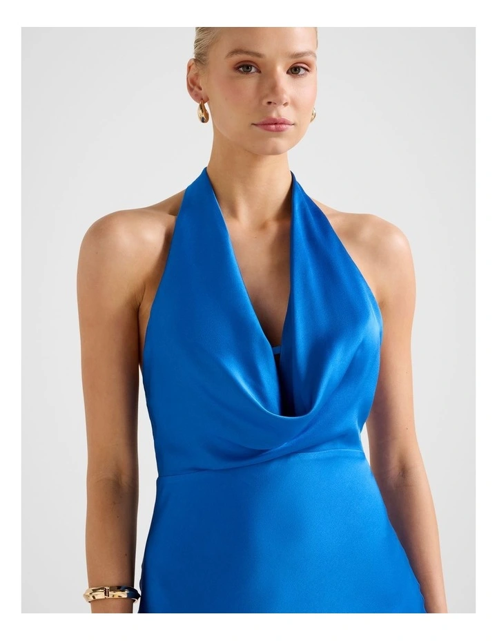 Becca Halter Neck Satin Gown in Blue image 4