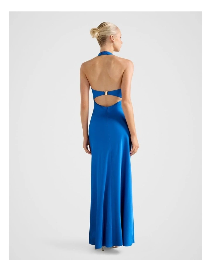 April Open Back Satin Maxi Dress in Blue image 2
