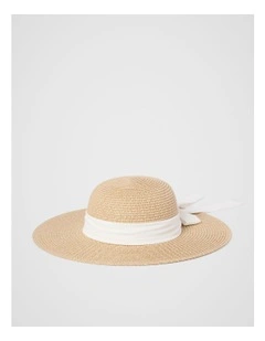 Fia Floppy Chiffon Detail Hat in Natural