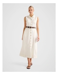 Annalee Sleeveless Shirt Dress in White