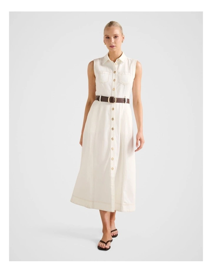 Annalee Sleeveless Shirt Dress in White image 1