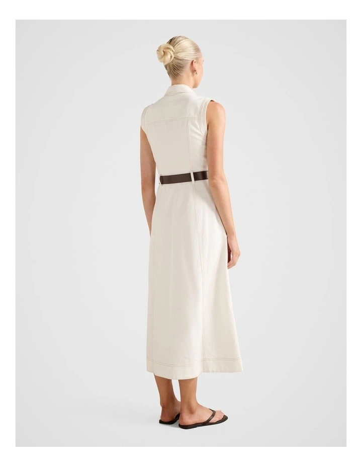 Annalee Sleeveless Shirt Dress in White image 2