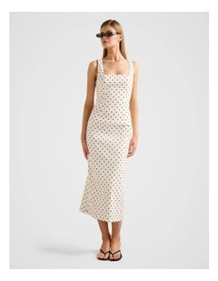 Jana Stretch Linen Midi Dress in White