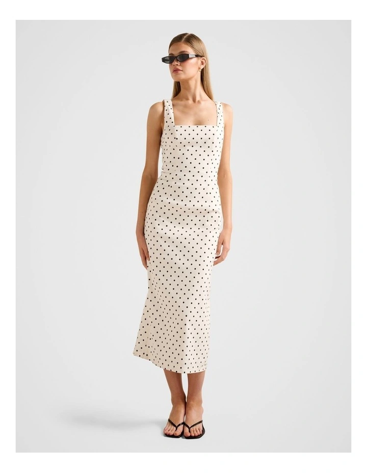 Jana Stretch Linen Midi Dress in White image 1