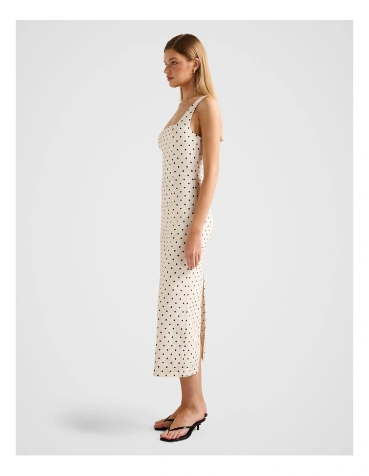 Jana Stretch Linen Midi Dress in White image 3