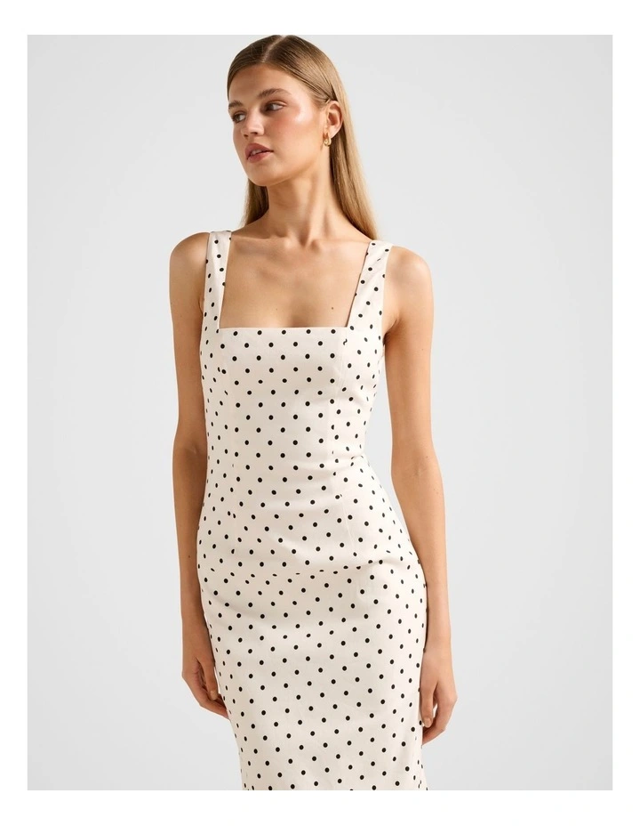 Jana Stretch Linen Midi Dress in White image 4