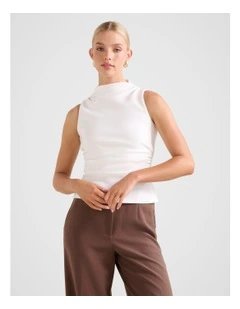 Lucette High Neck Top in White