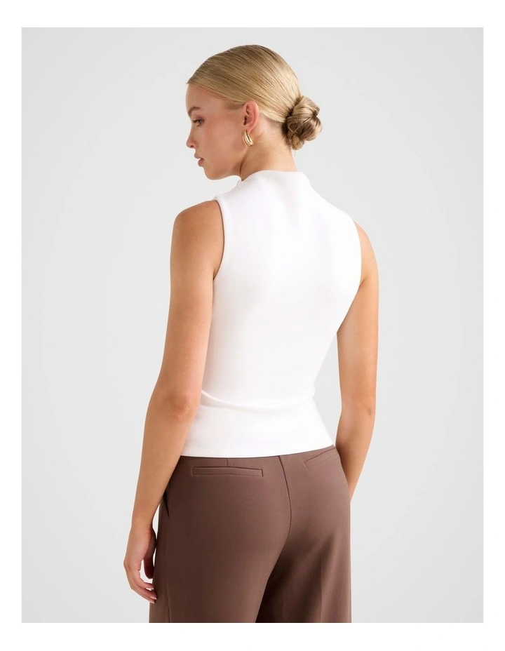 Lucette High Neck Top in White image 2