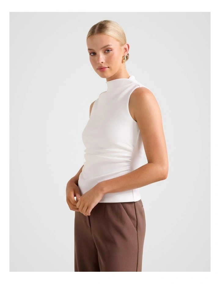 Lucette High Neck Top in White image 3