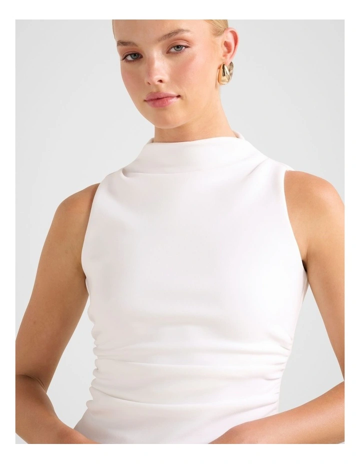 Lucette High Neck Top in White image 4
