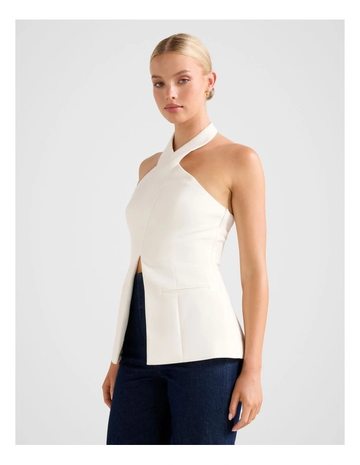Ruby Cross Neck Top in White image 3