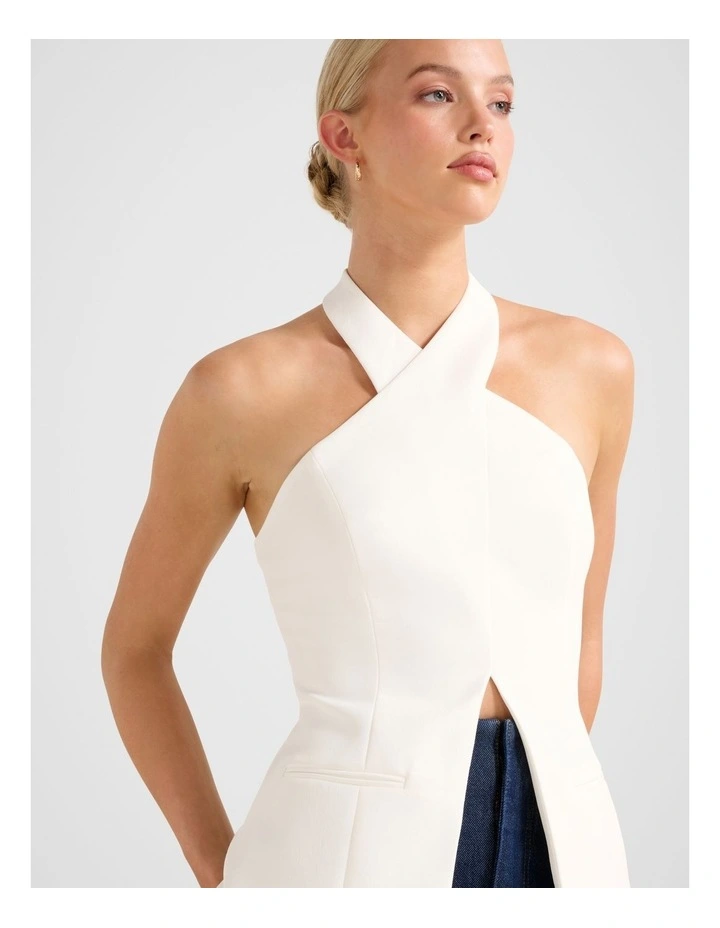 Ruby Cross Neck Top in White image 4