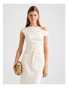 Rylee Tipped Shoulder Top in White