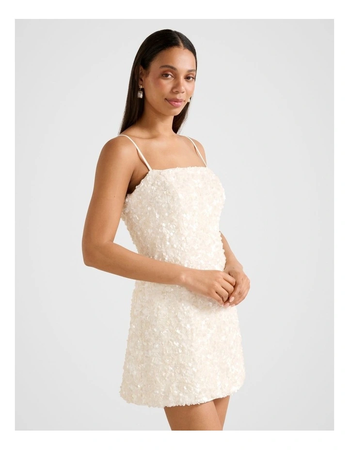Kirby Sequin Mini Dress in White image 3