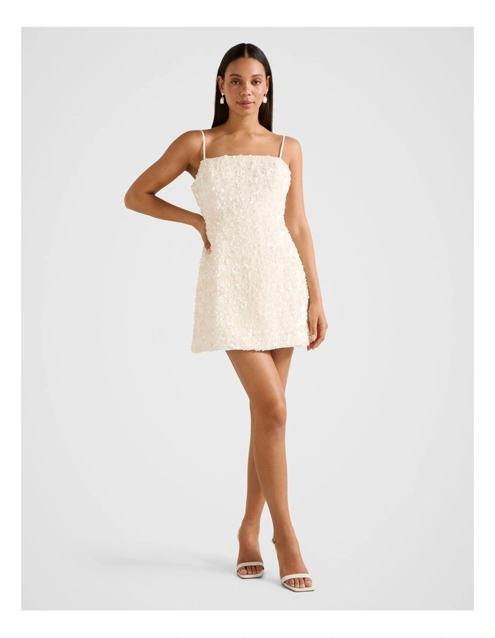Kirby Sequin Mini Dress in White image 5