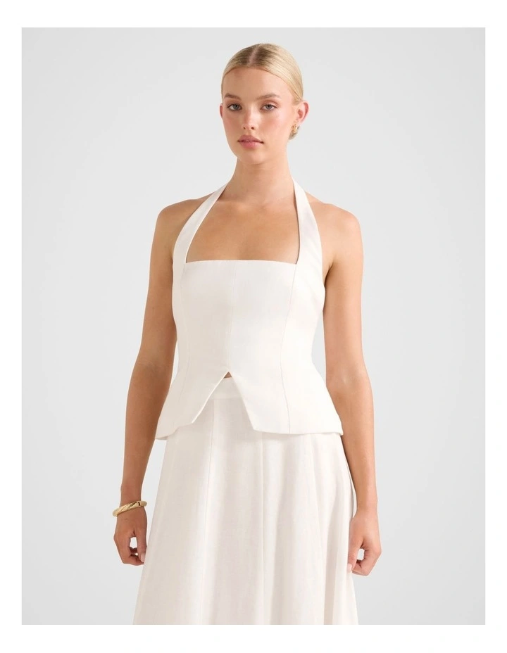 Braylee Halter Neck Top in White image 1