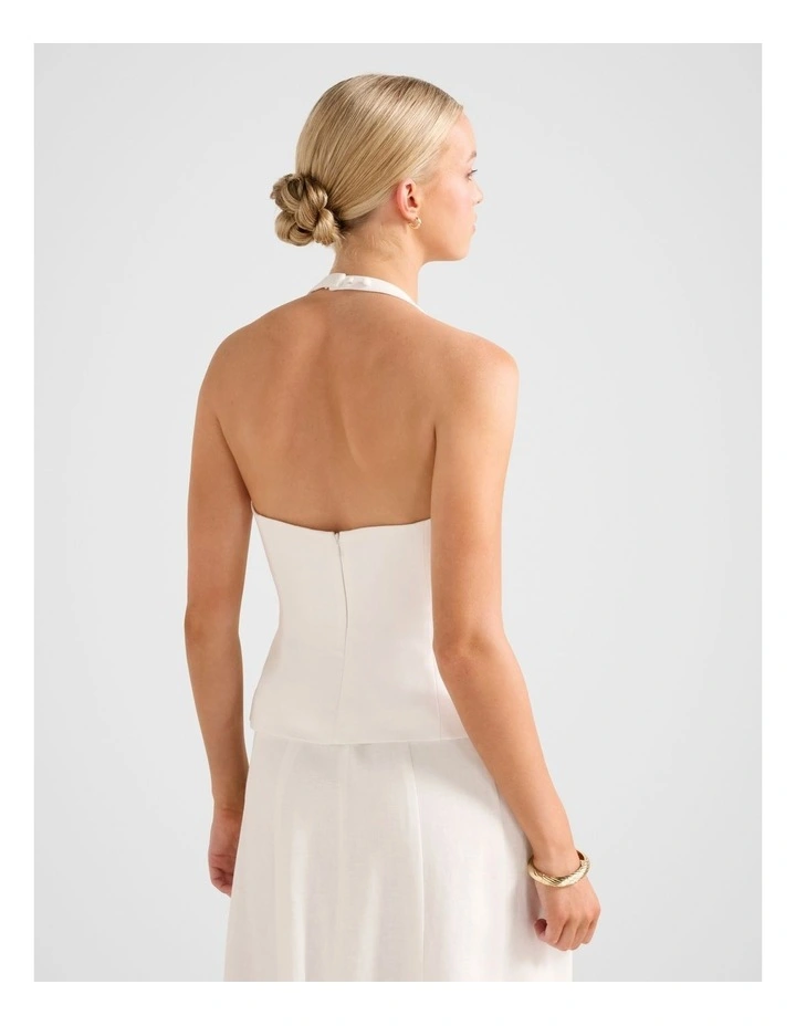 Braylee Halter Neck Top in White image 2