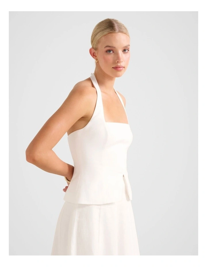 Braylee Halter Neck Top in White image 3
