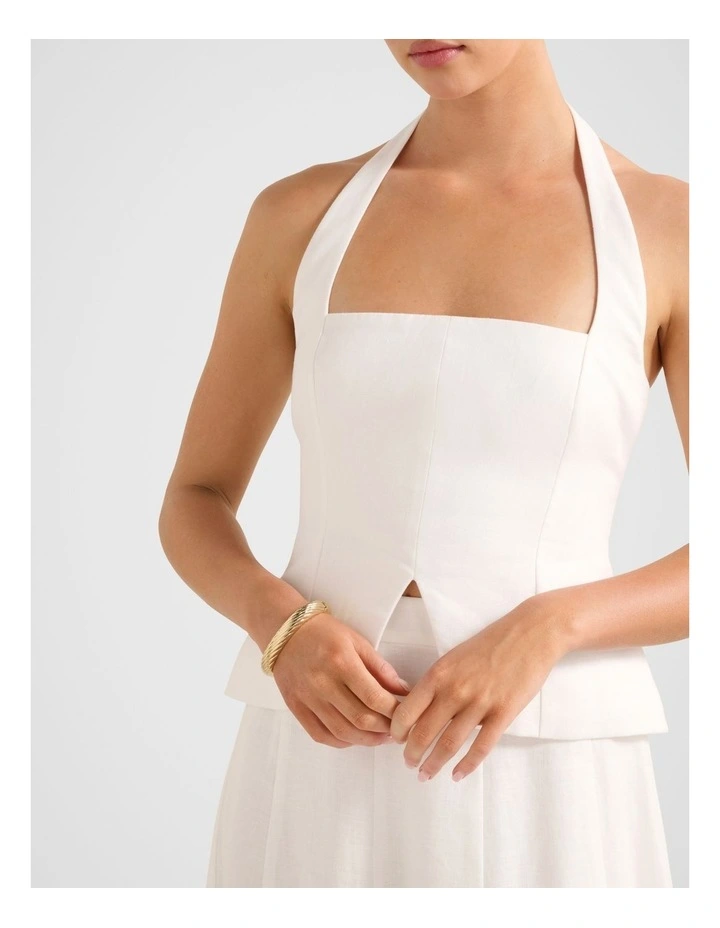 Braylee Halter Neck Top in White image 4