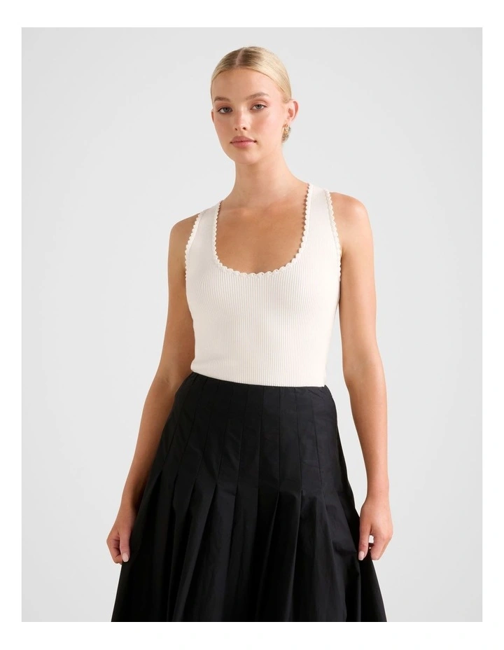 Bree Crochet Detail Knitted Tank Top in White image 1