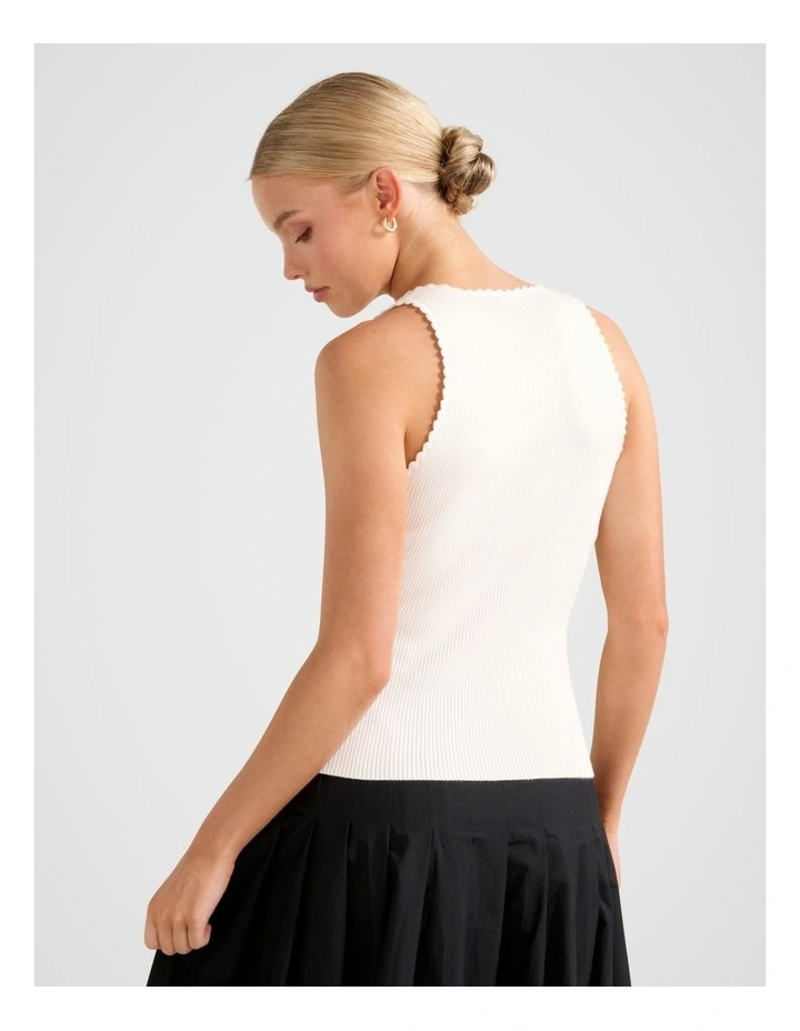 Bree Crochet Detail Knitted Tank Top in White image 2