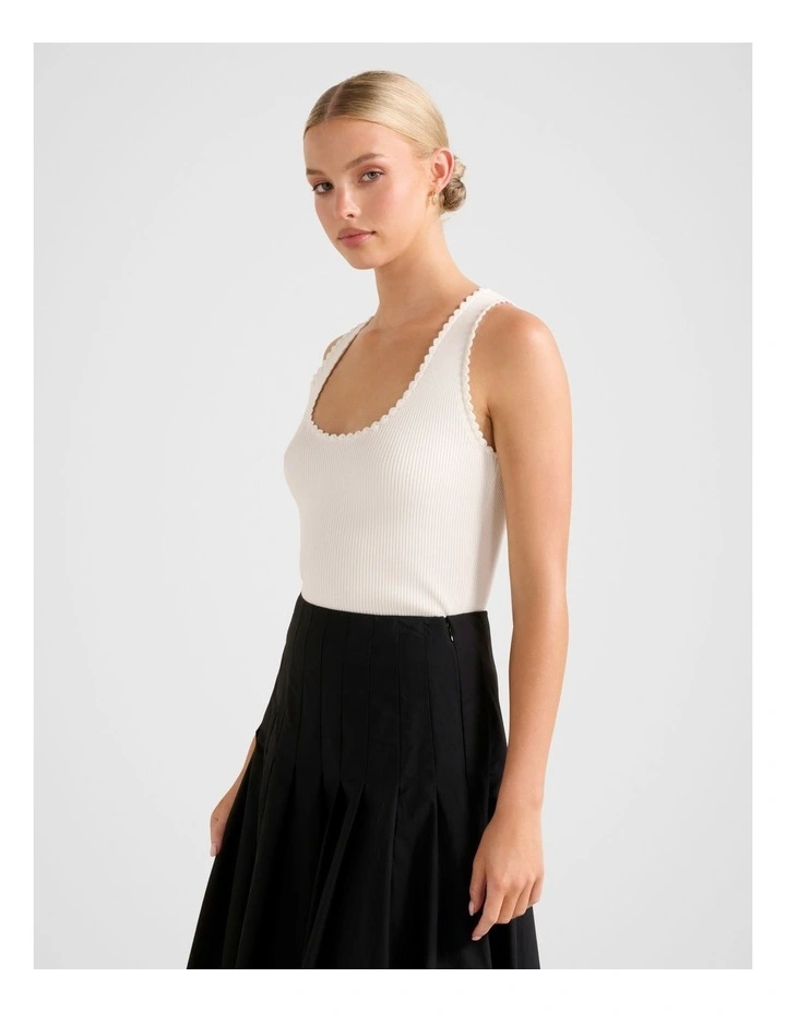 Bree Crochet Detail Knitted Tank Top in White image 3